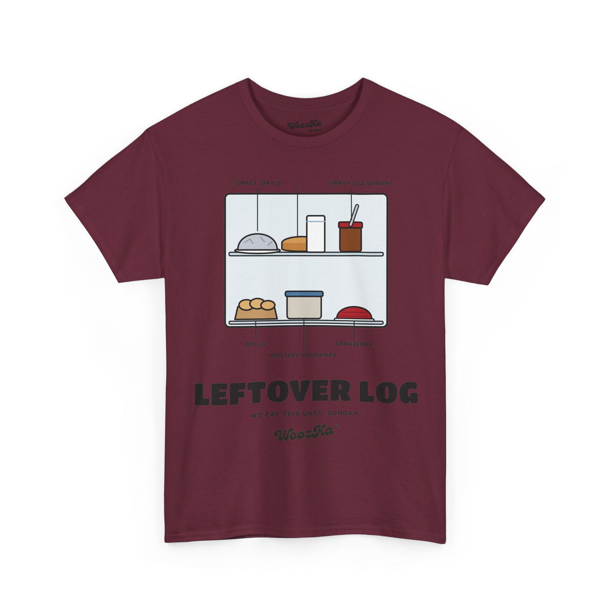 WoozKa Brands Funny Thanksgiving Leftovers T-Shirt, Turkey Pie Front Print