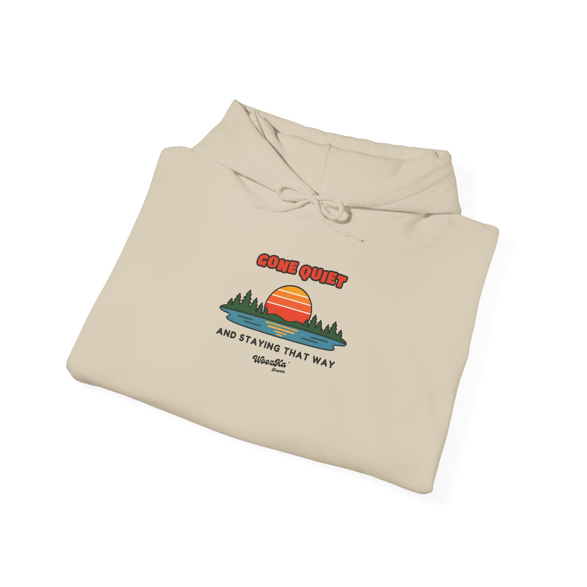 WoozKa Brands Retro Sunset Lake Hoodie, Nature Outdoors Pine Front Print