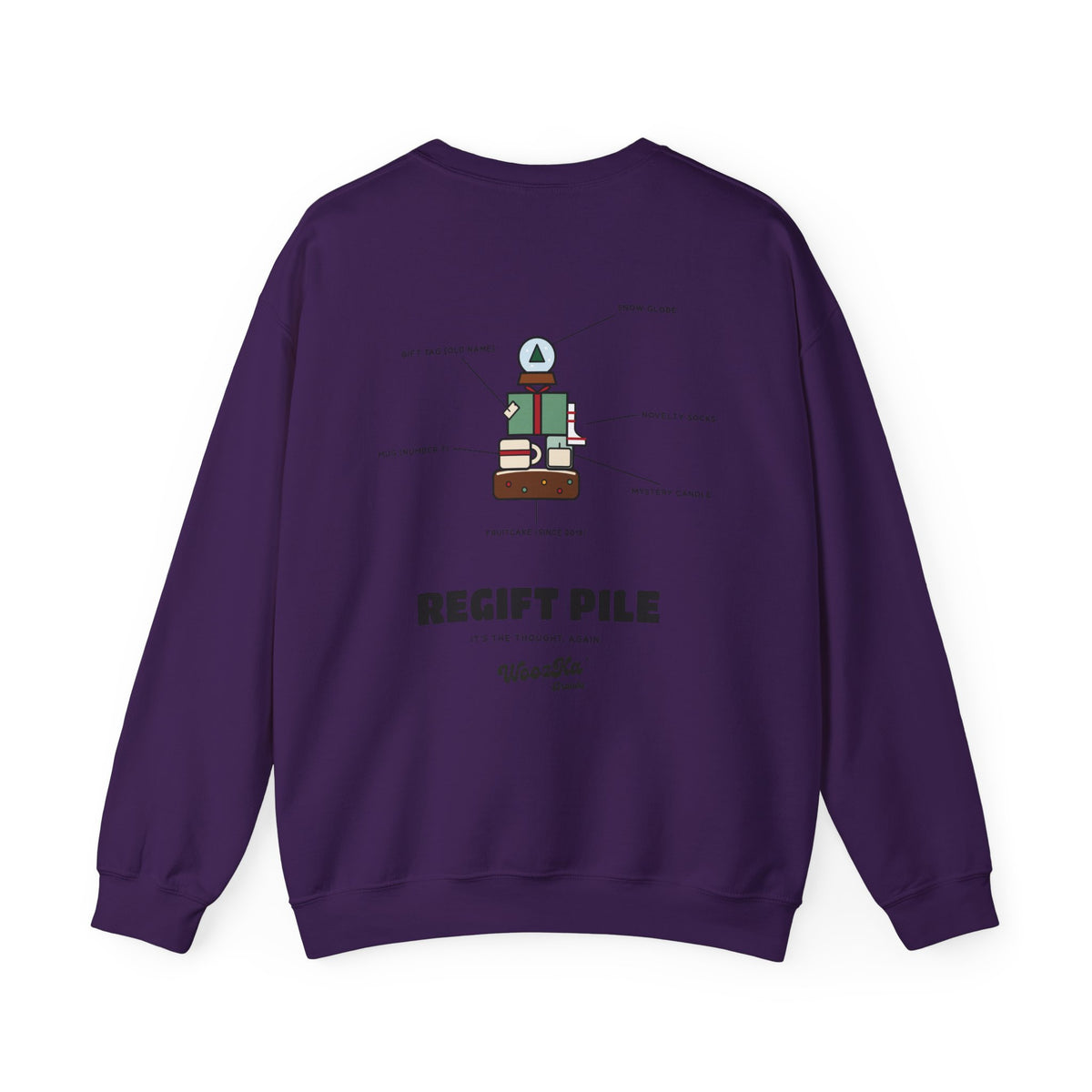 WoozKa Brands Funny Christmas Sweatshirt, Regift Office Party Back Print