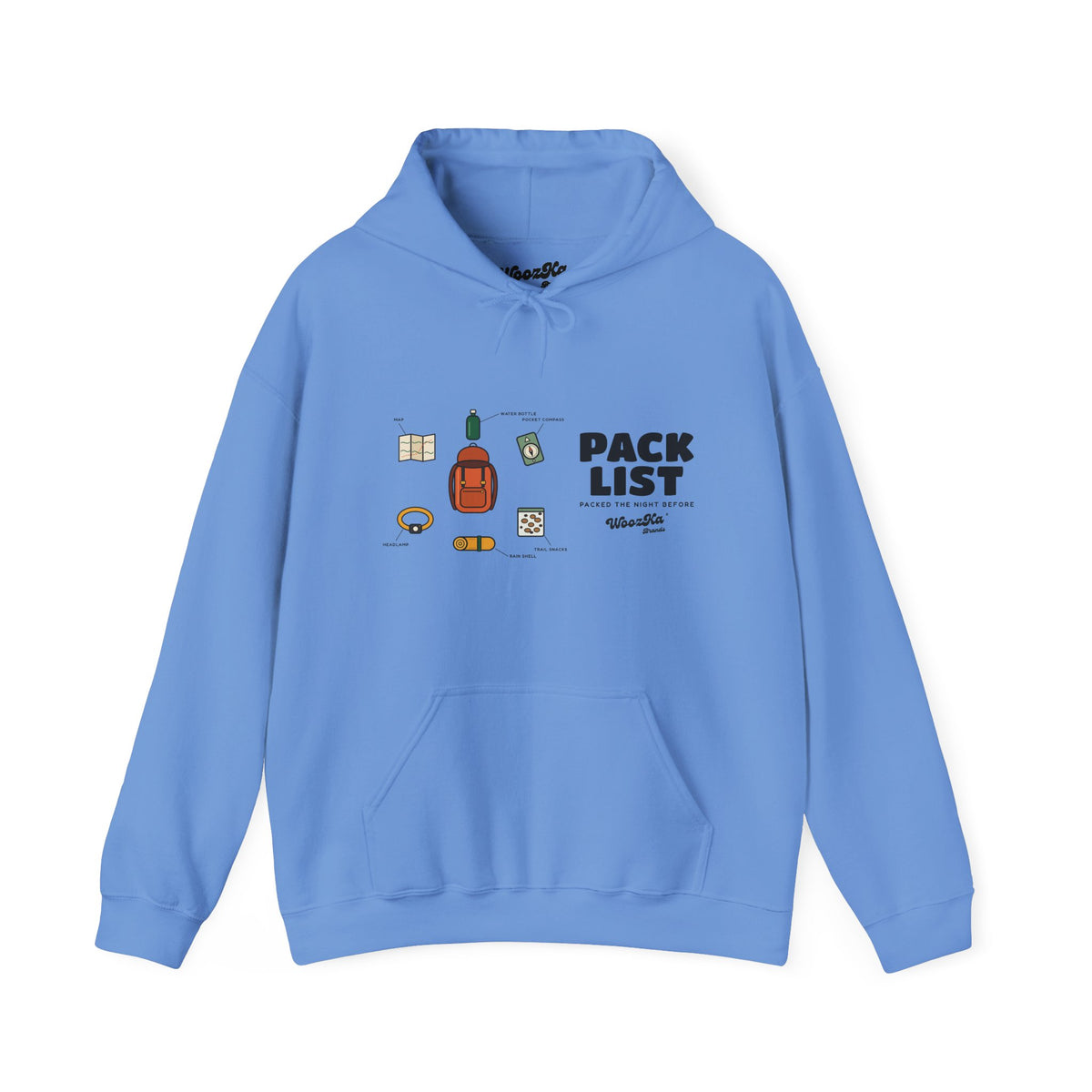 WoozKa Brands Hiking Hoodie, Backpacking Gear List Wide Front Print