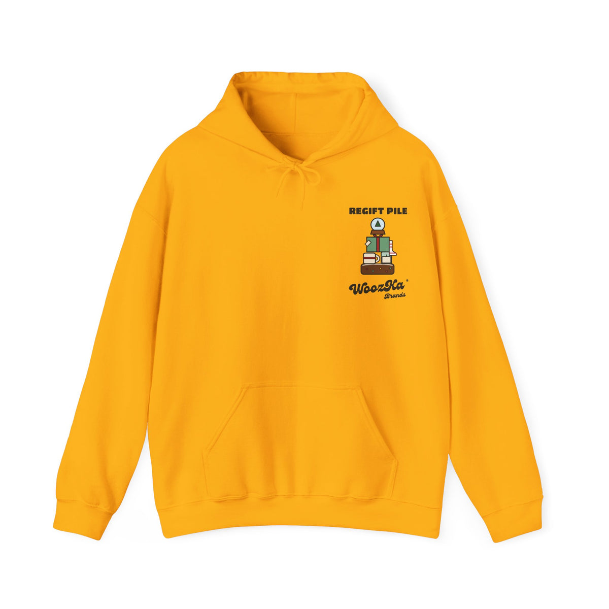 WoozKa Brands Funny Christmas Hoodie, Regift Office Party Wide Back Print