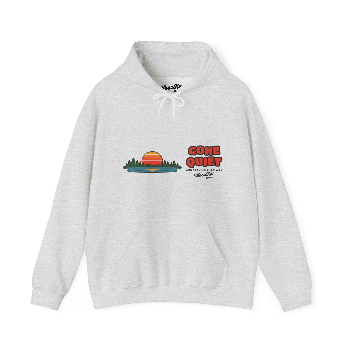 WoozKa Brands Retro Sunset Lake Hoodie, Nature Outdoors Wide Front Print