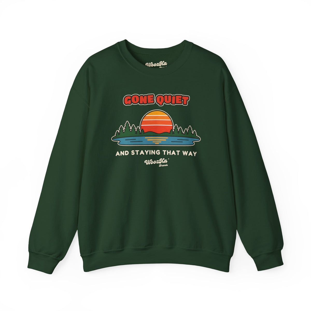 WoozKa Brands Retro Sunset Lake Sweatshirt, Nature Outdoors Front Print