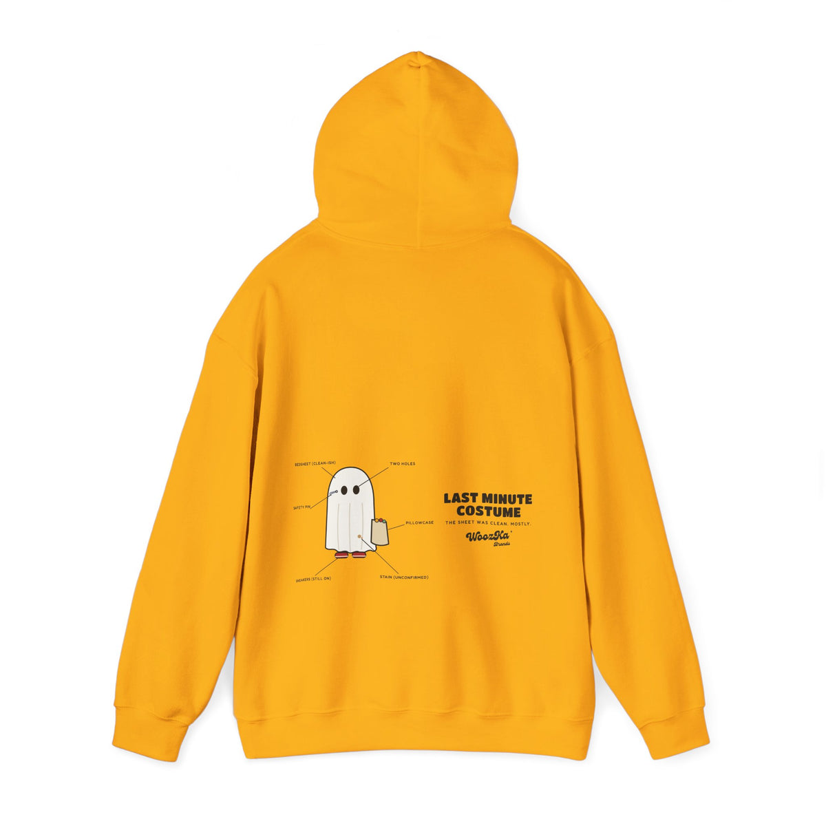 WoozKa Brands Lazy Halloween Costume Hoodie, Funny Ghost Wide Back Print