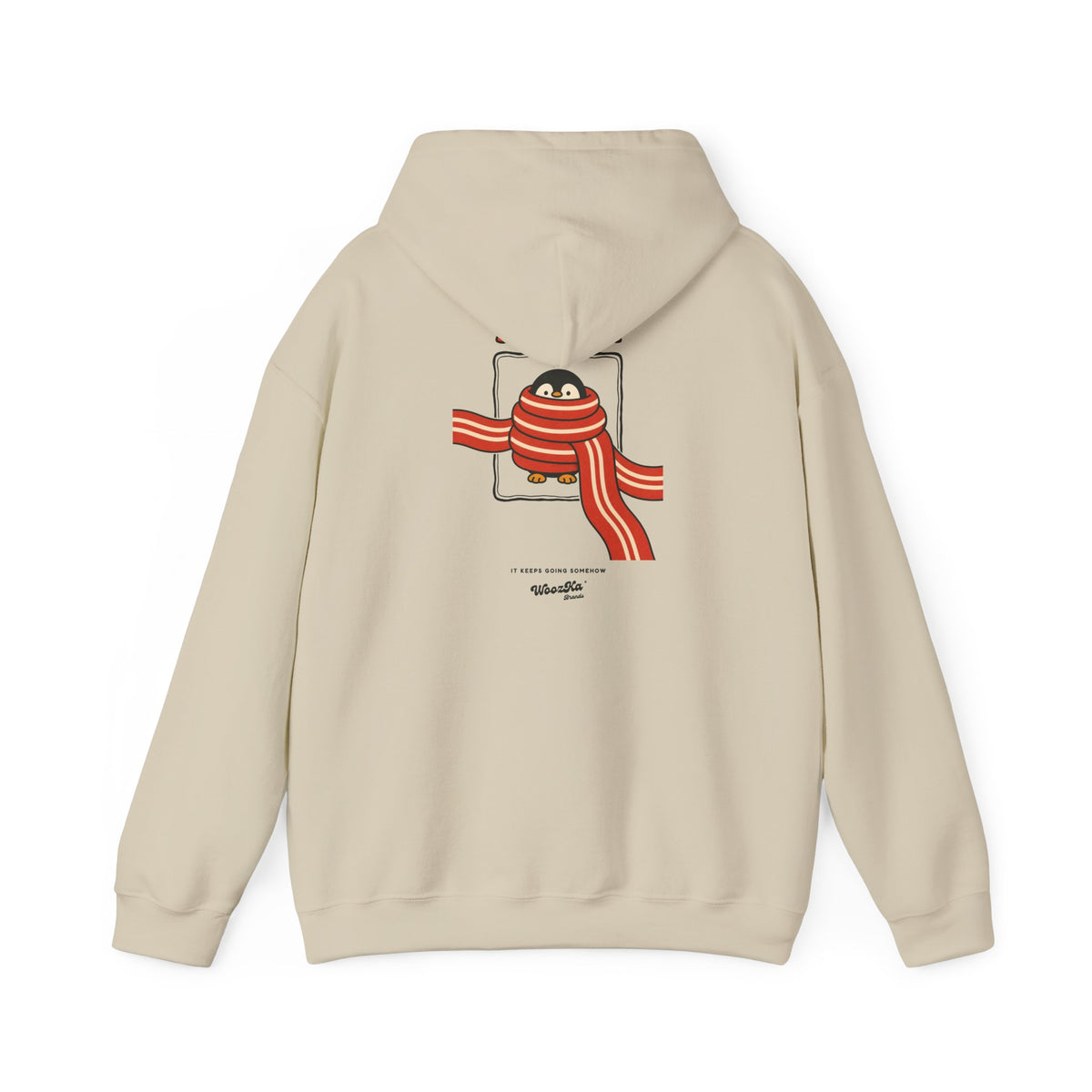 WoozKa Brands Scarf Season Penguin Hoodie, Front and Back Graphic