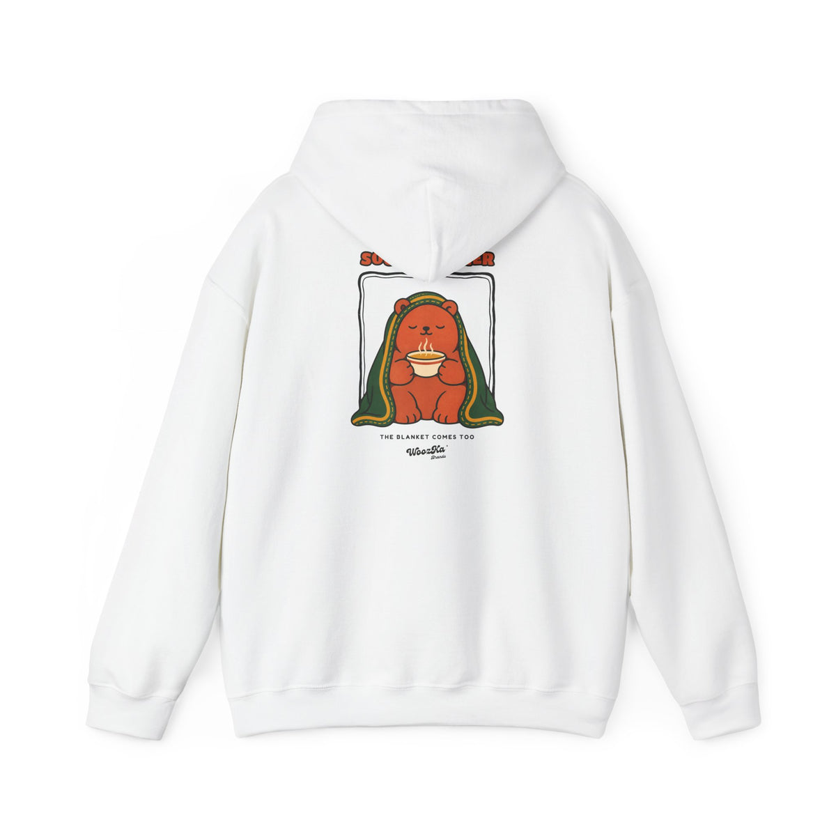 WoozKa Brands Soup Weather Bear Hoodie, Front and Back Graphic