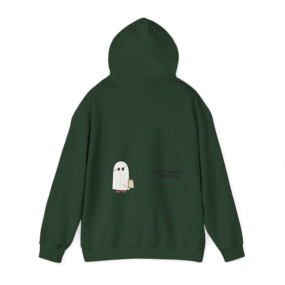 WoozKa Brands Lazy Halloween Costume Hoodie, Funny Ghost Wide Back Print
