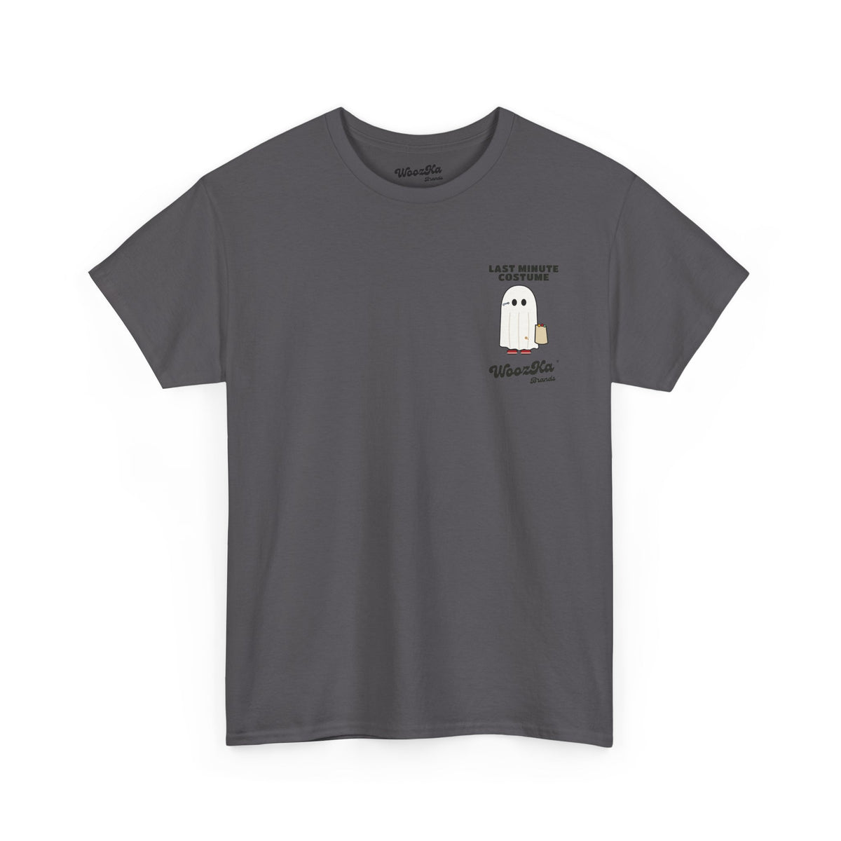 WoozKa Brands Lazy Halloween Costume T-Shirt, Funny Ghost Sheet Back Print