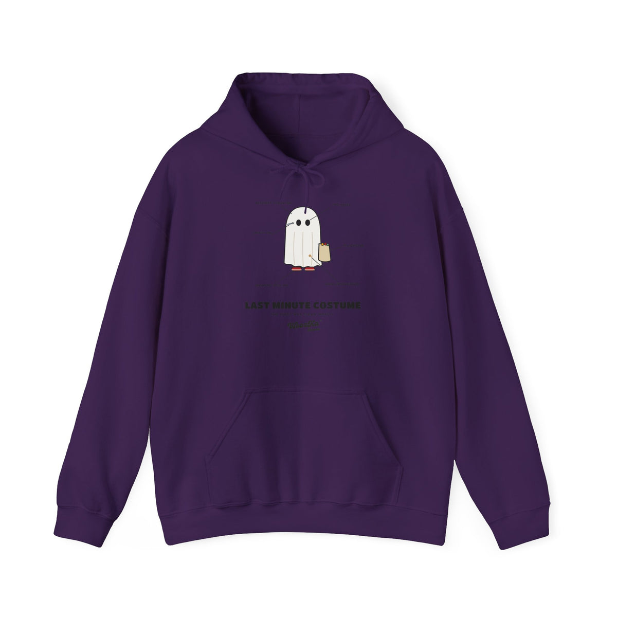 WoozKa Brands Lazy Halloween Costume Hoodie, Funny Ghost Sheet Front Print