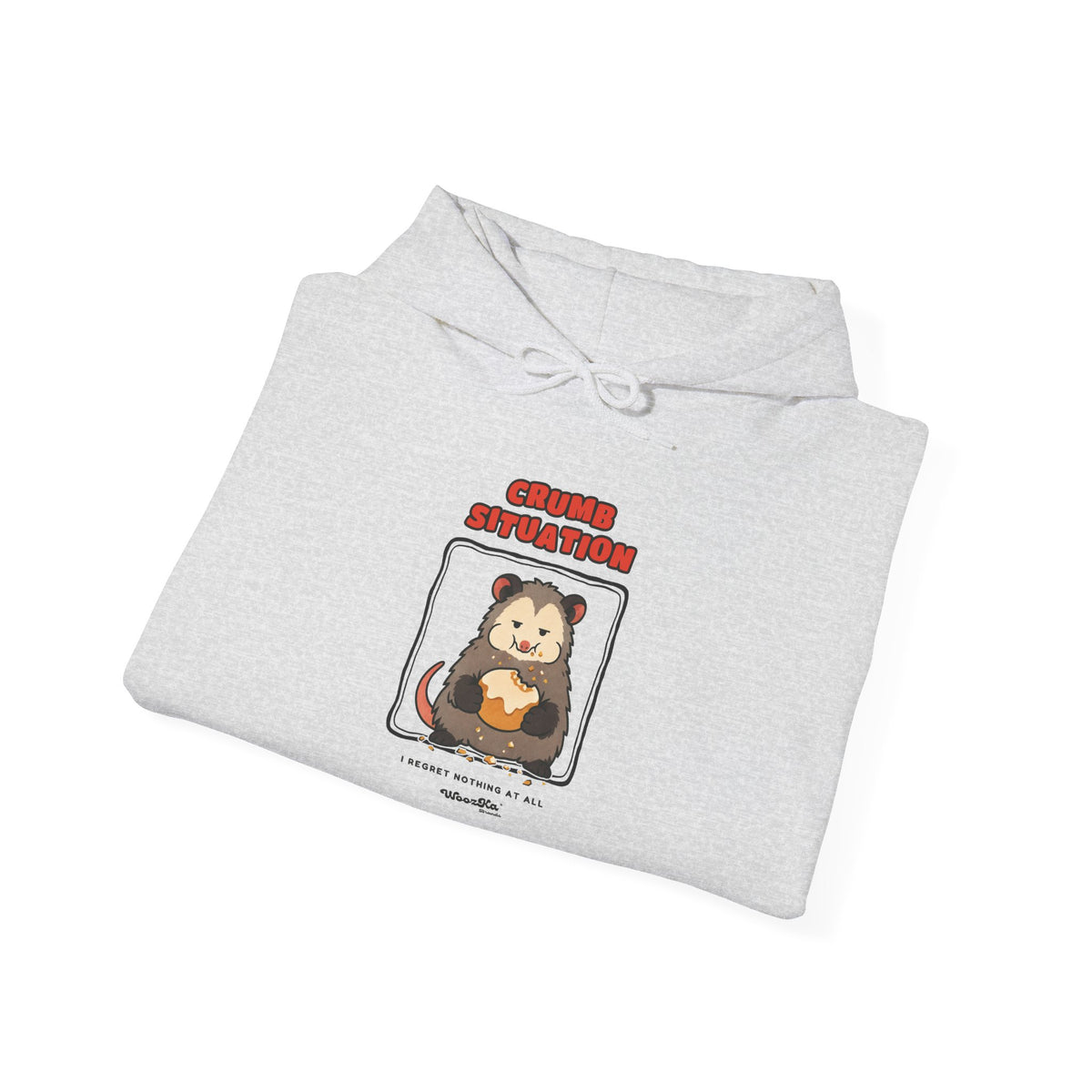 WoozKa Brands Crumb Situation Opossum Hoodie, Front Graphic