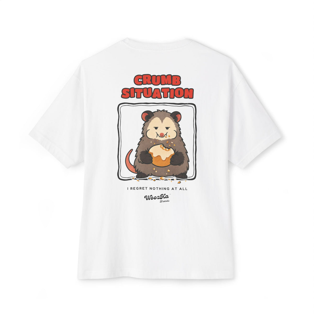 WoozKa Brands Crumb Situation Opossum Oversized Boxy T-Shirt, Two-Sided