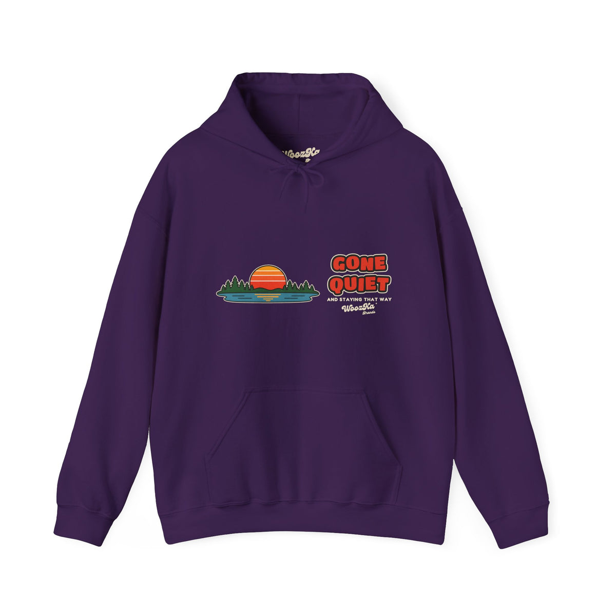 WoozKa Brands Retro Sunset Lake Hoodie, Nature Outdoors Wide Front Print