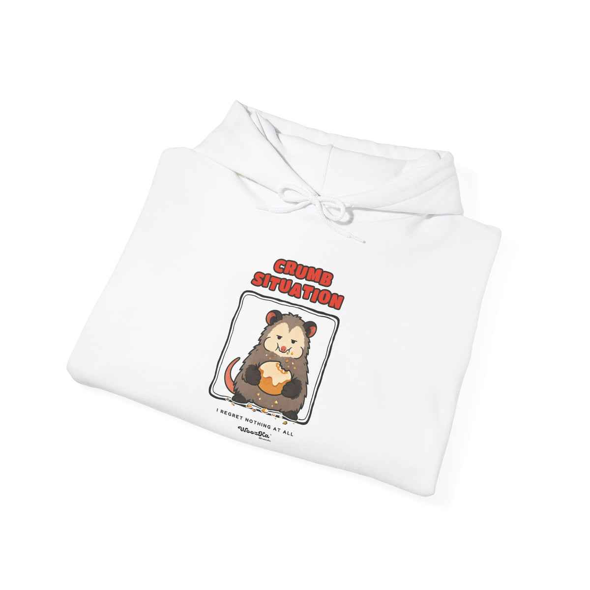 WoozKa Brands Crumb Situation Opossum Hoodie, Front Graphic