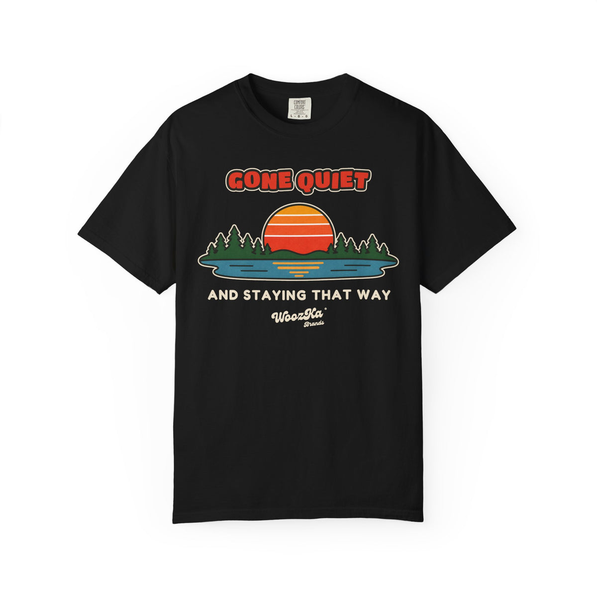 WoozKa Brands Retro Sunset Lake Heavyweight Tee, Nature Front Print