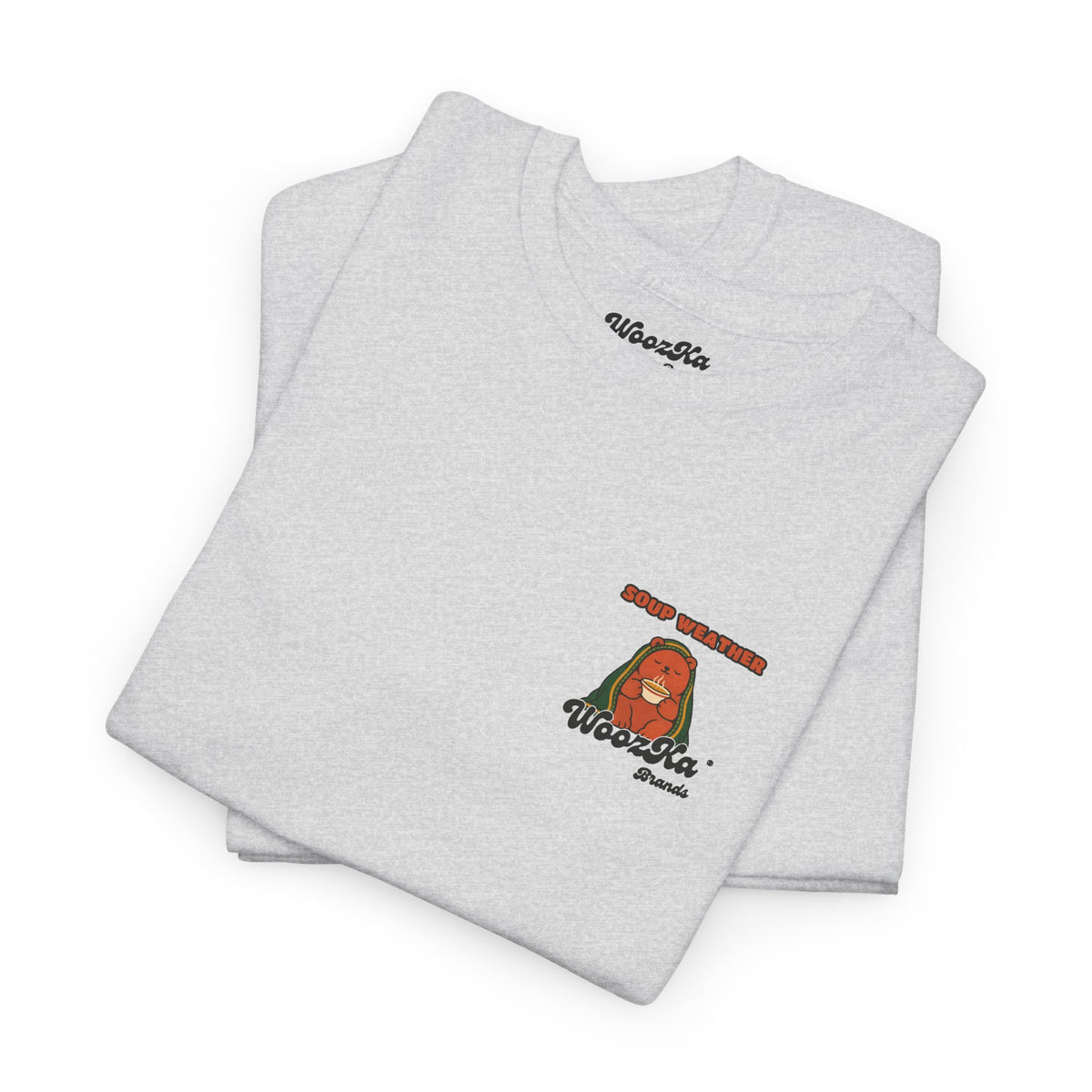 WoozKa Brands Soup Weather Bear Heavy Cotton T-Shirt, Two-Sided Graphic