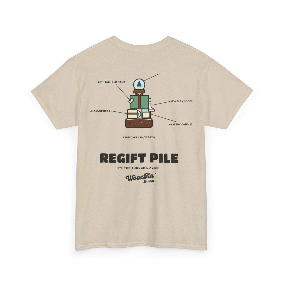 WoozKa Brands Funny Christmas T-Shirt, Regift Office Party Back Print