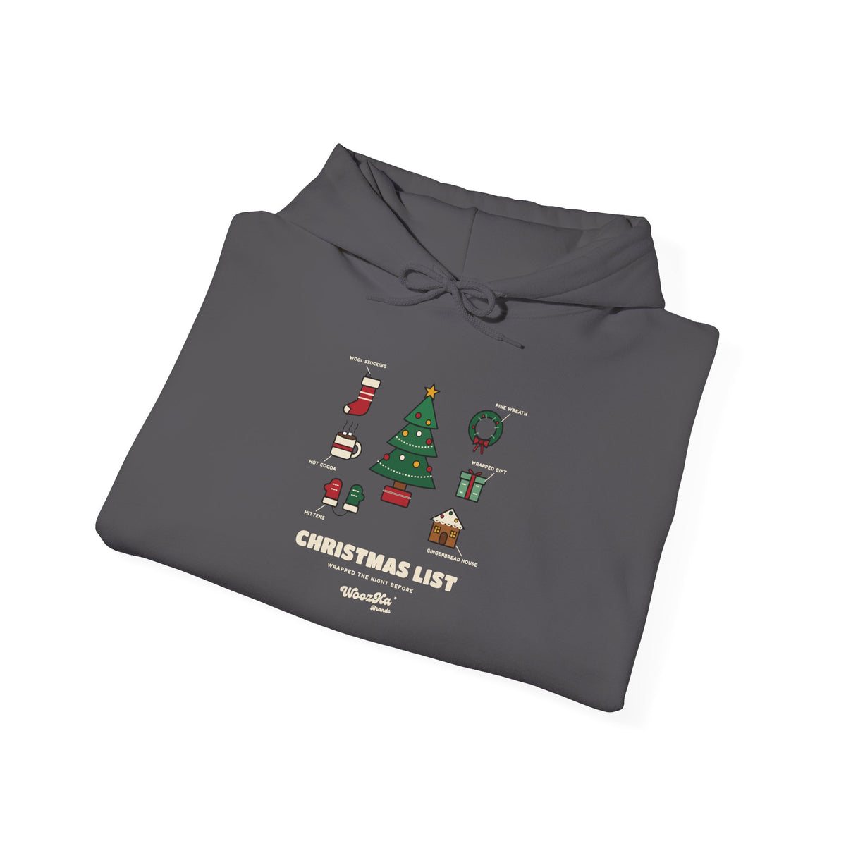 WoozKa Brands Cute Christmas Tree Hoodie, Holiday List Front Print