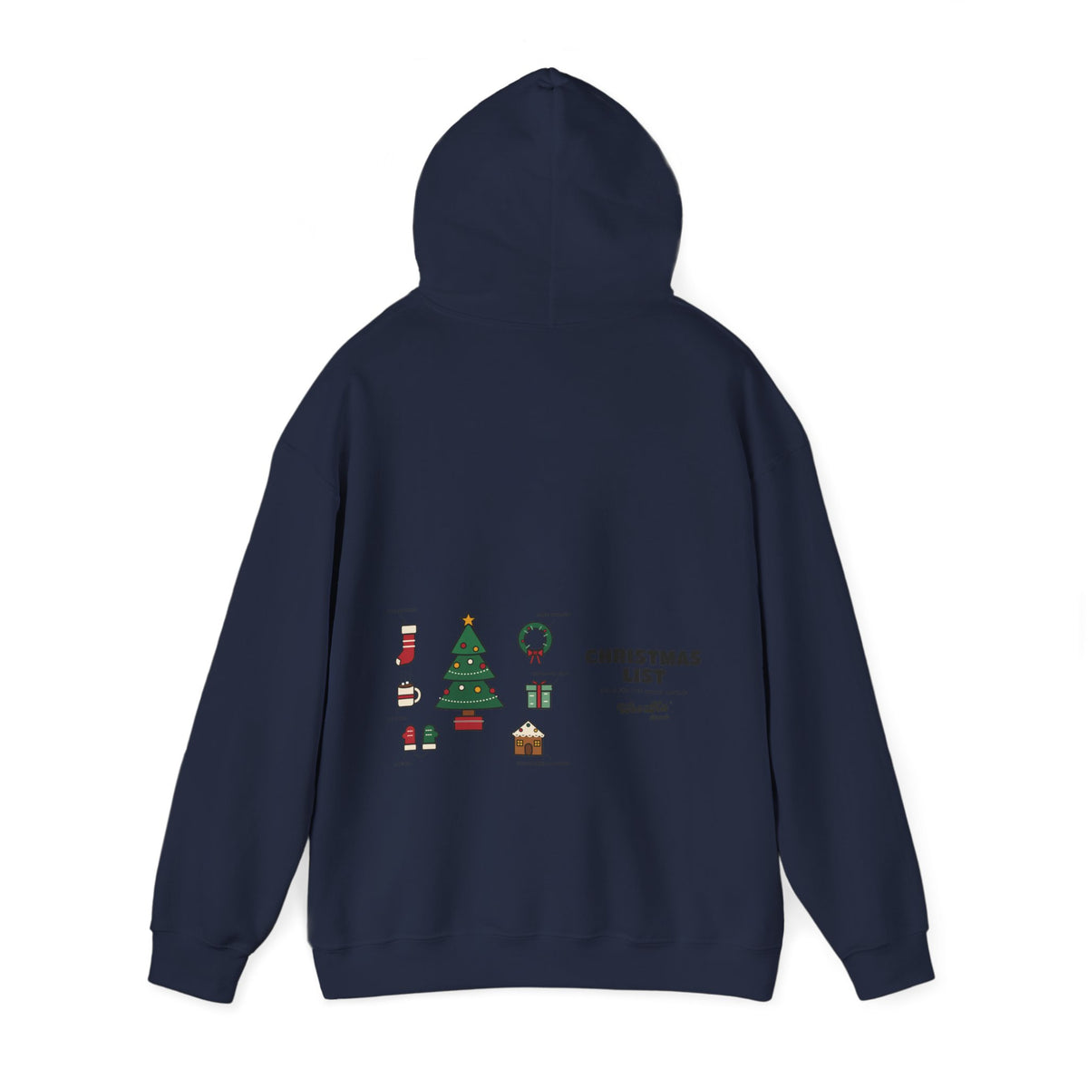 WoozKa Brands Cute Christmas Tree Hoodie, Holiday List Wide Back Print