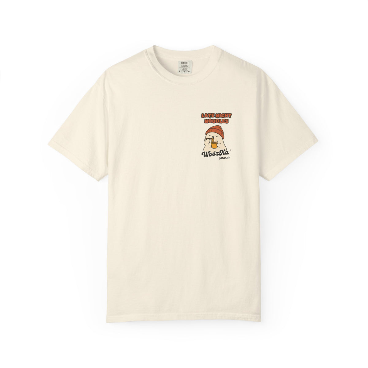WoozKa Brands Late Night Noodles Ghost Garment-Dyed T-Shirt, Two-Sided