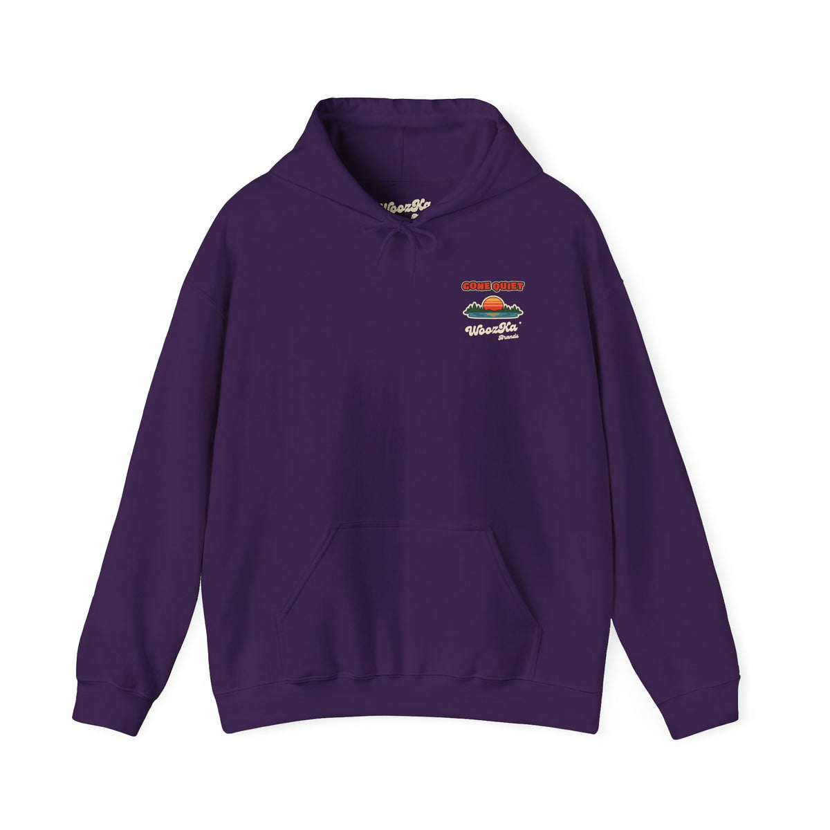 WoozKa Brands Retro Sunset Lake Hoodie, Nature Outdoors Pine Back Print