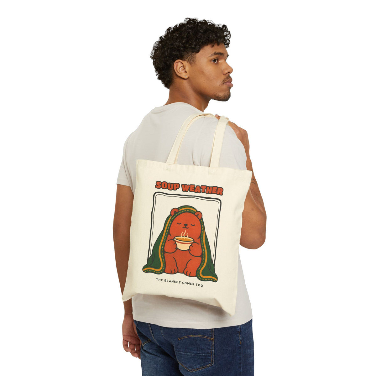 WoozKa Brands Soup Weather Bear Canvas Tote Bag