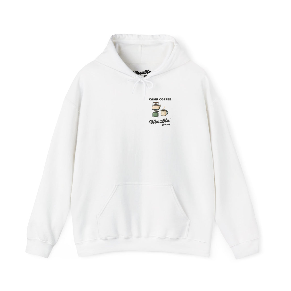 WoozKa Brands Camp Coffee Camping Hoodie, Wide Back Graphic