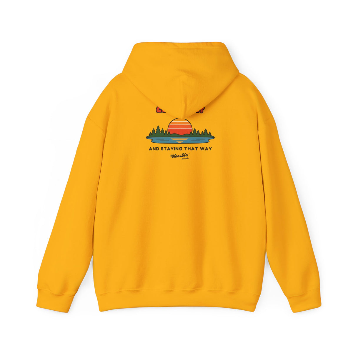 WoozKa Brands Retro Sunset Lake Hoodie, Nature Outdoors Pine Back Print