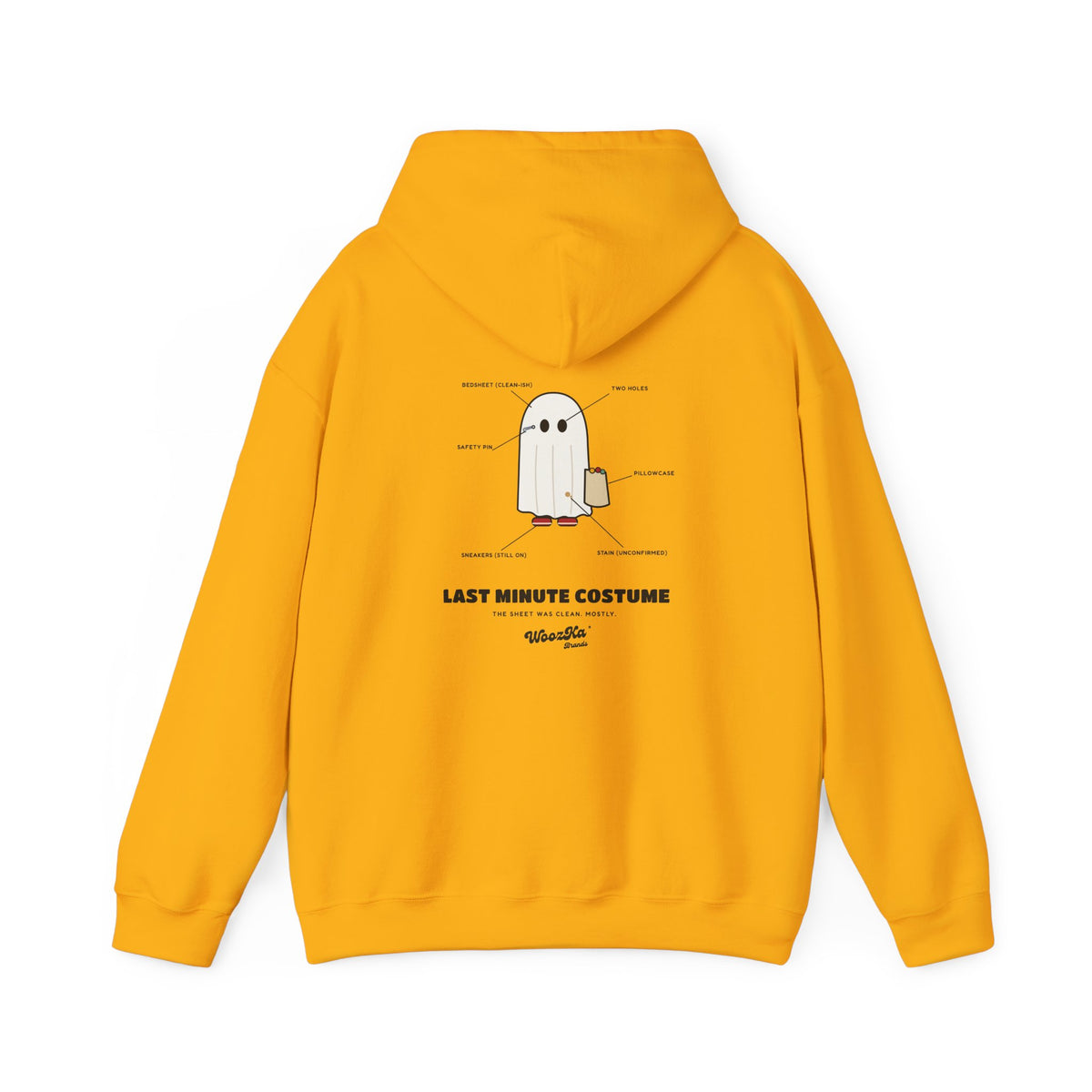 WoozKa Brands Lazy Halloween Costume Hoodie, Funny Ghost Sheet Back Print