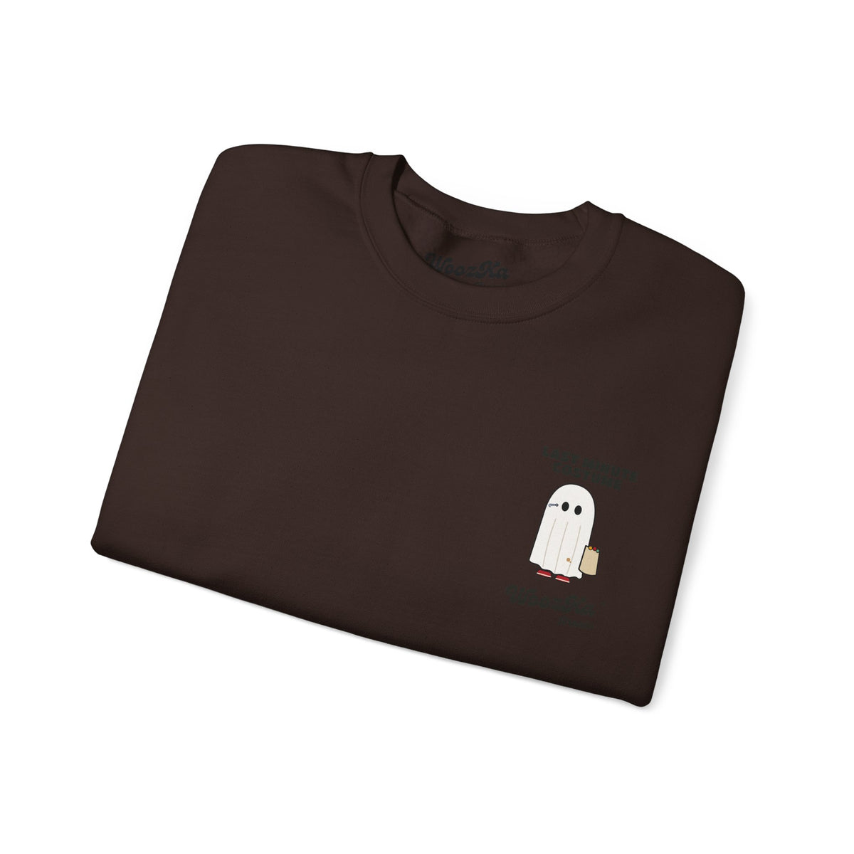 WoozKa Brands Lazy Halloween Costume Sweatshirt, Funny Ghost Back Print