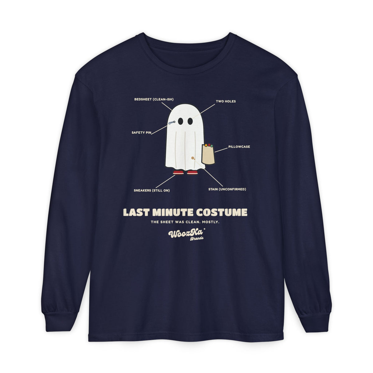 WoozKa Brands Lazy Halloween Costume Long Sleeve Tee, Front Print