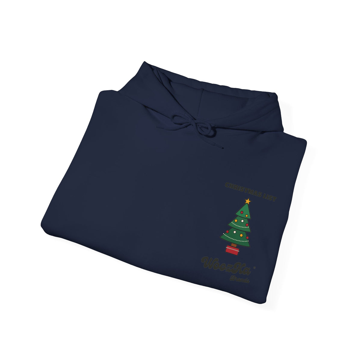 WoozKa Brands Cute Christmas Tree Hoodie, Holiday List Back Print