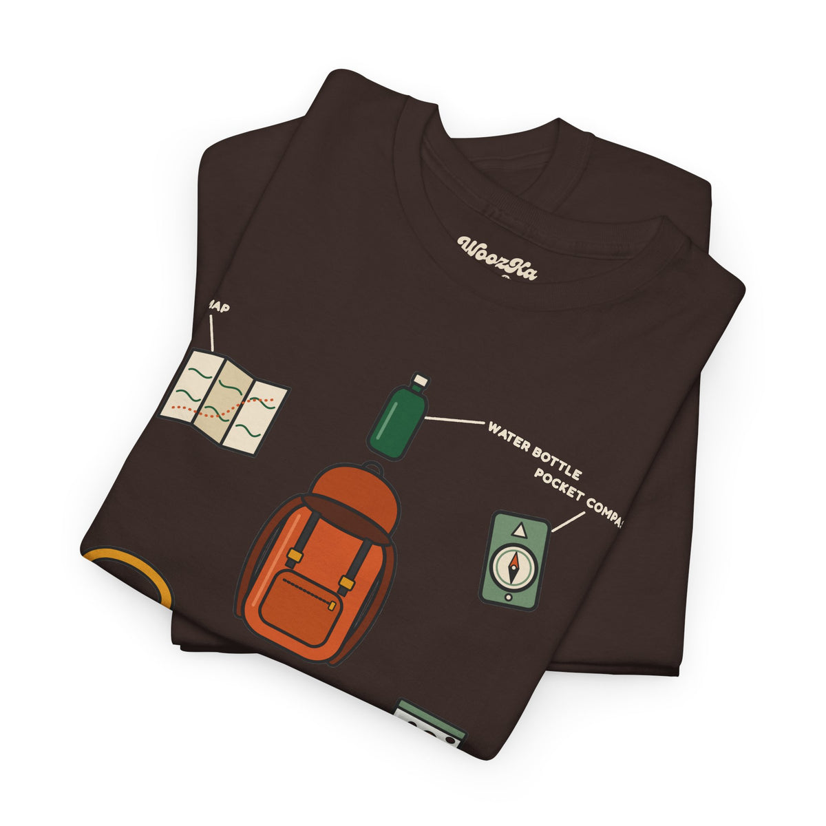 WoozKa Brands Hiking T-Shirt, Backpacking Gear List Front Print