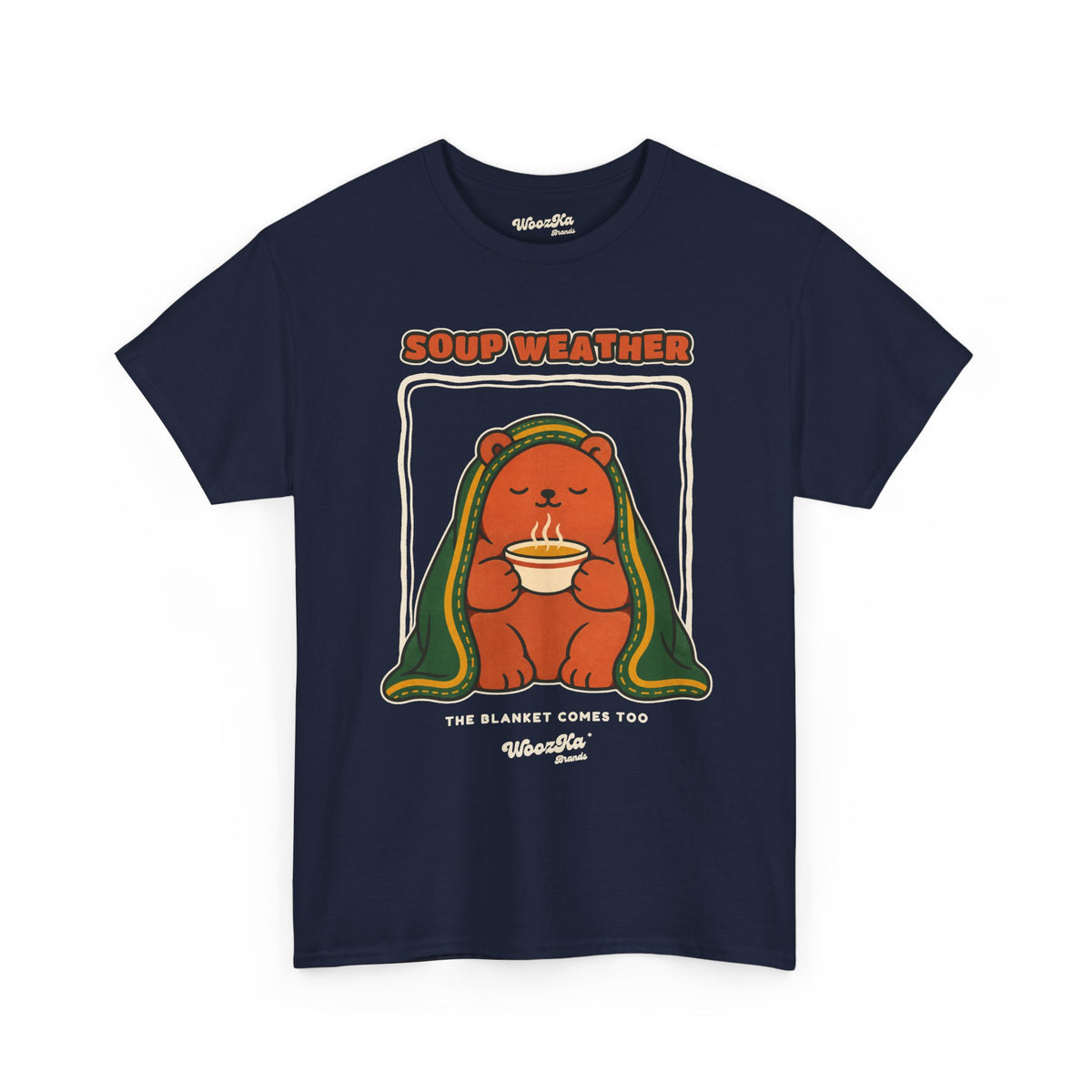 WoozKa Brands Soup Weather Bear Heavy Cotton T-Shirt, Front Graphic