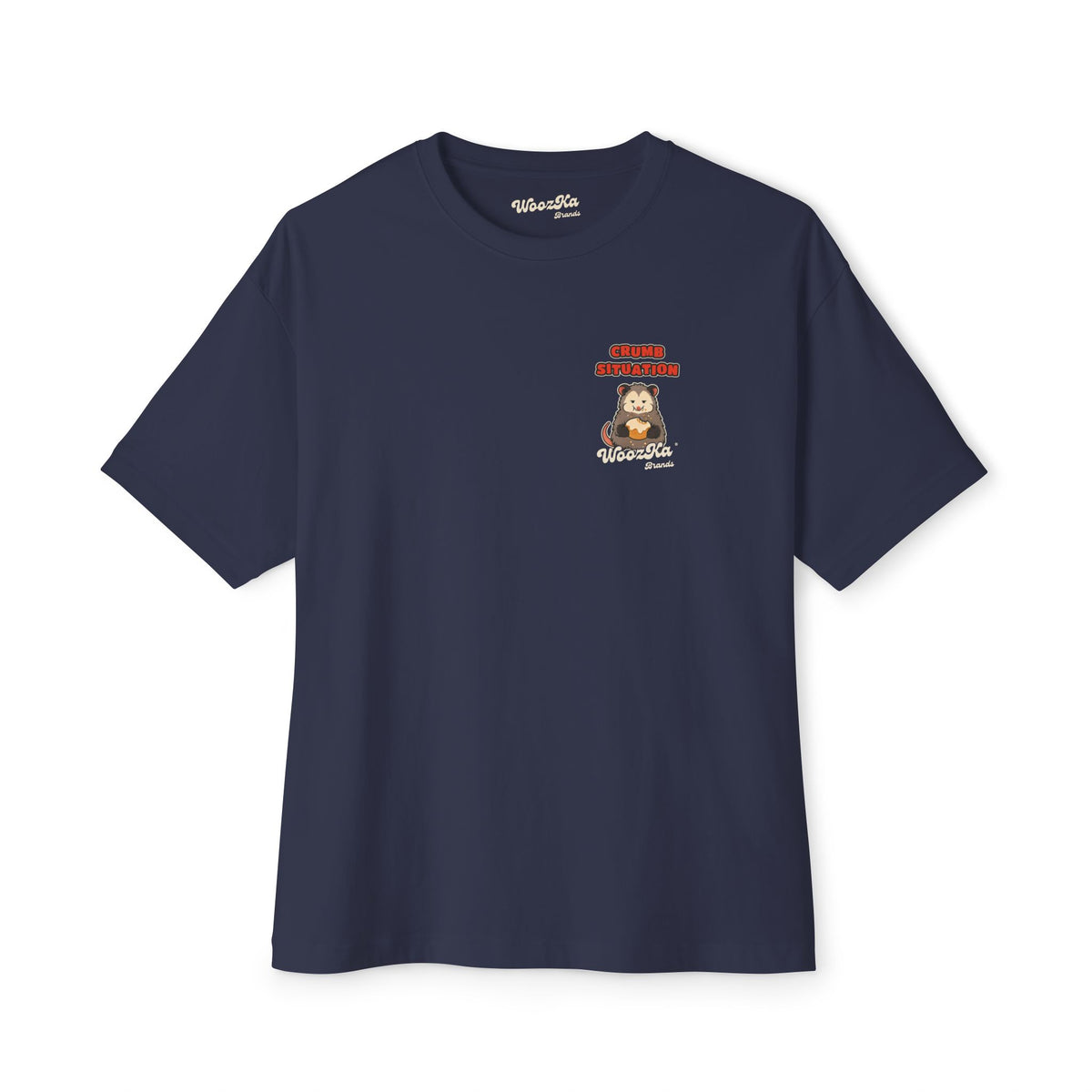 WoozKa Brands Crumb Situation Opossum Oversized Boxy T-Shirt, Two-Sided