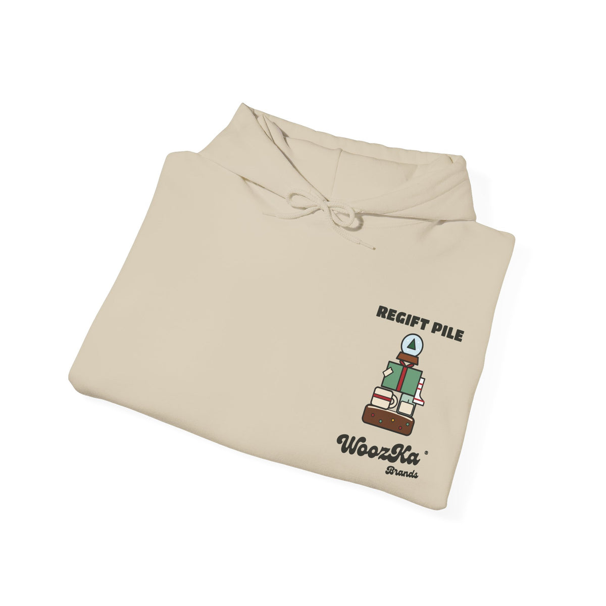 WoozKa Brands Funny Christmas Hoodie, Regift Office Party Wide Back Print