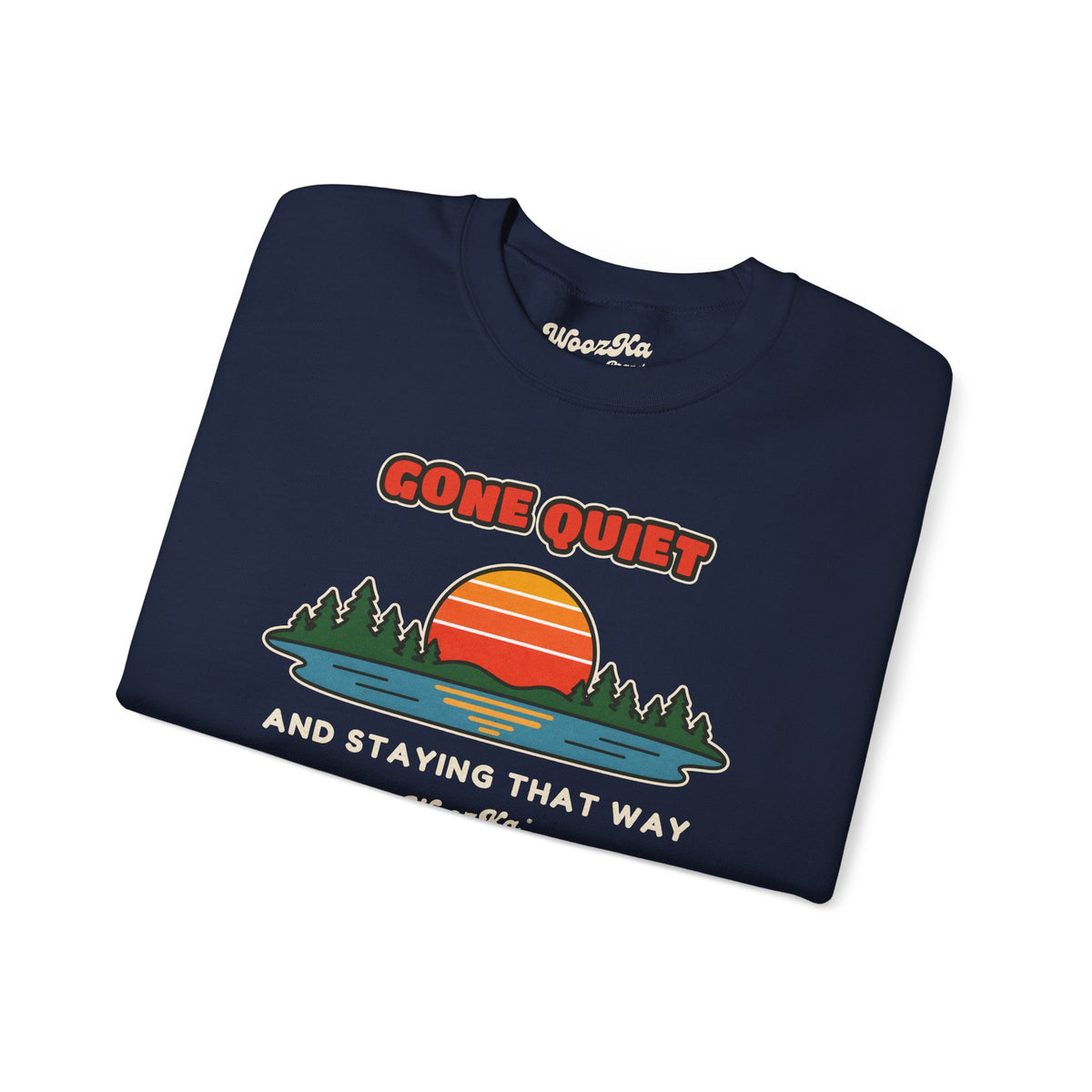 WoozKa Brands Retro Sunset Lake Sweatshirt, Nature Outdoors Front Print