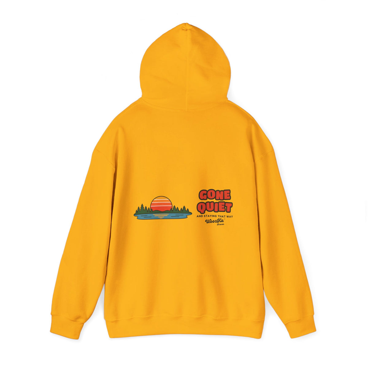WoozKa Brands Retro Sunset Lake Hoodie, Nature Outdoors Wide Back Print