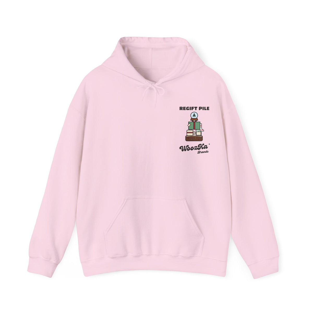 WoozKa Brands Funny Christmas Hoodie, Regift Office Party Wide Back Print