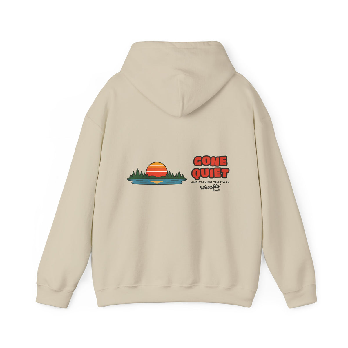 WoozKa Brands Retro Sunset Lake Hoodie, Nature Outdoors Wide Back Print