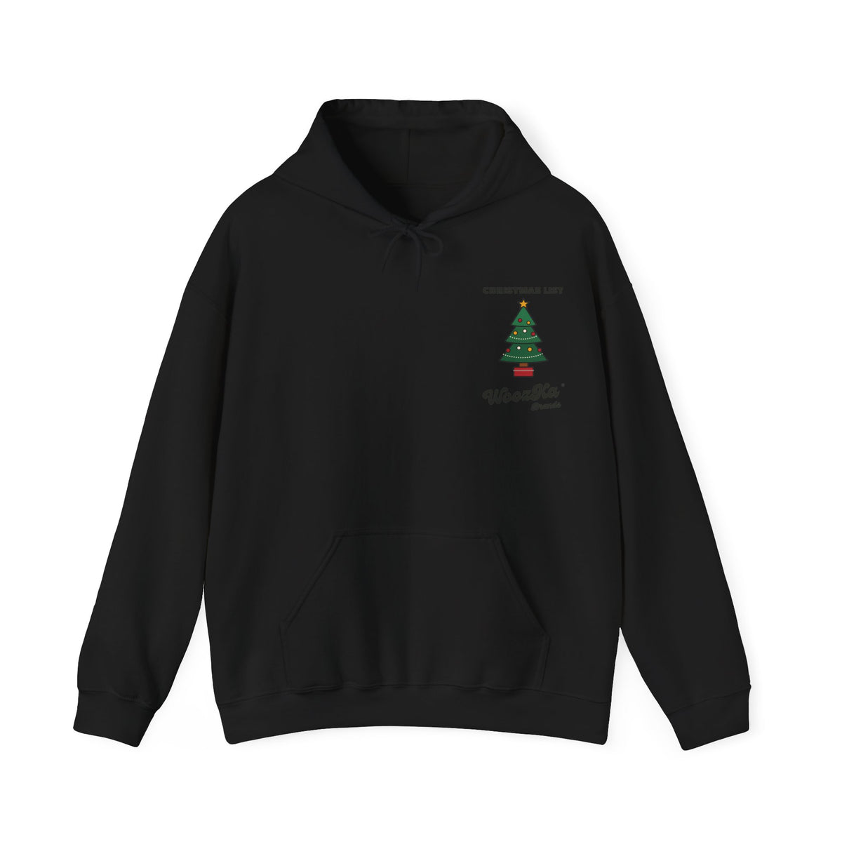 WoozKa Brands Cute Christmas Tree Hoodie, Holiday List Back Print