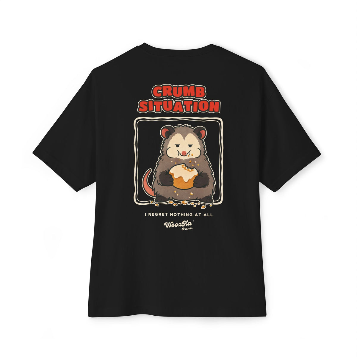 WoozKa Brands Crumb Situation Opossum Oversized Boxy T-Shirt, Two-Sided