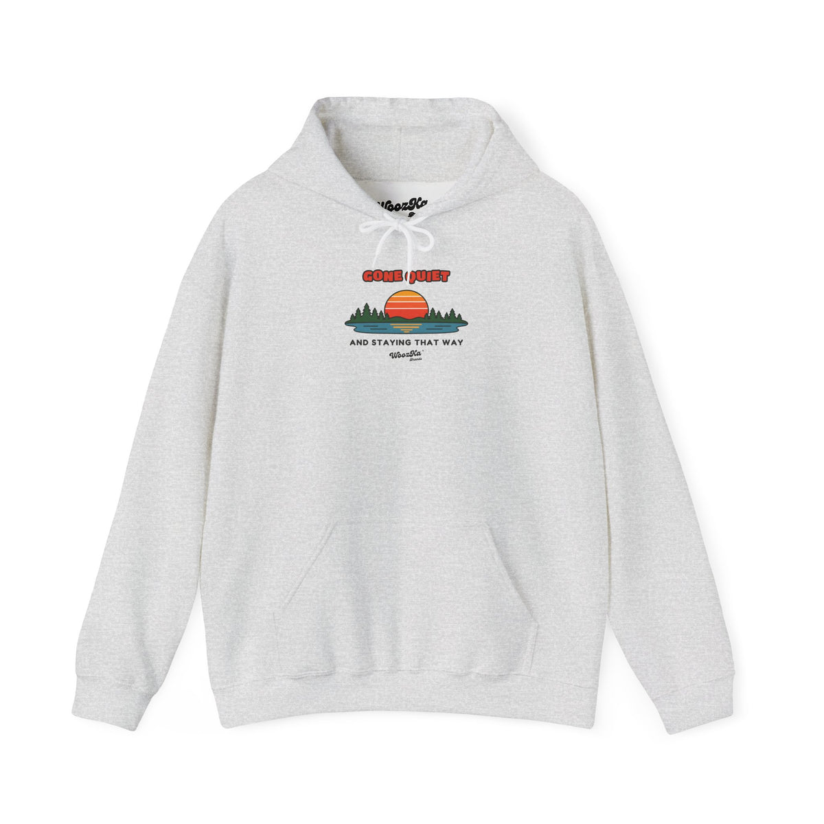WoozKa Brands Retro Sunset Lake Hoodie, Nature Outdoors Pine Front Print