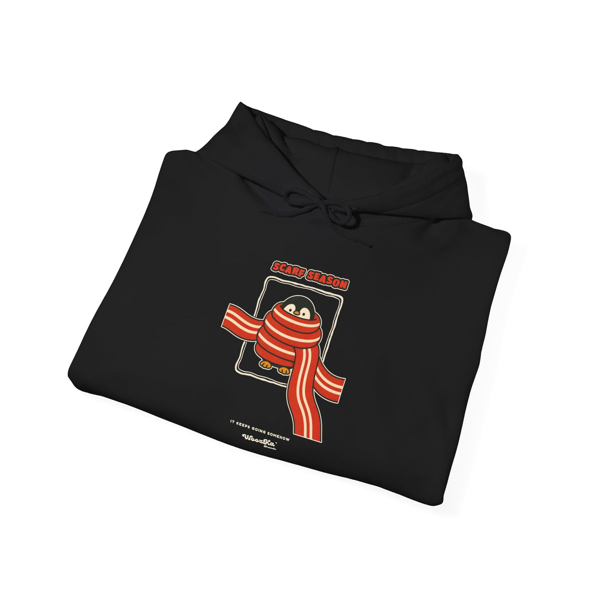 WoozKa Brands Scarf Season Penguin Hoodie, Front Graphic