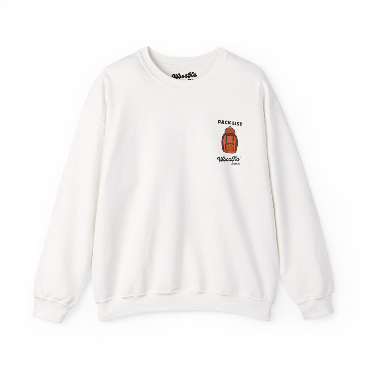 WoozKa Brands Hiking Sweatshirt, Backpacking Gear List Back Print