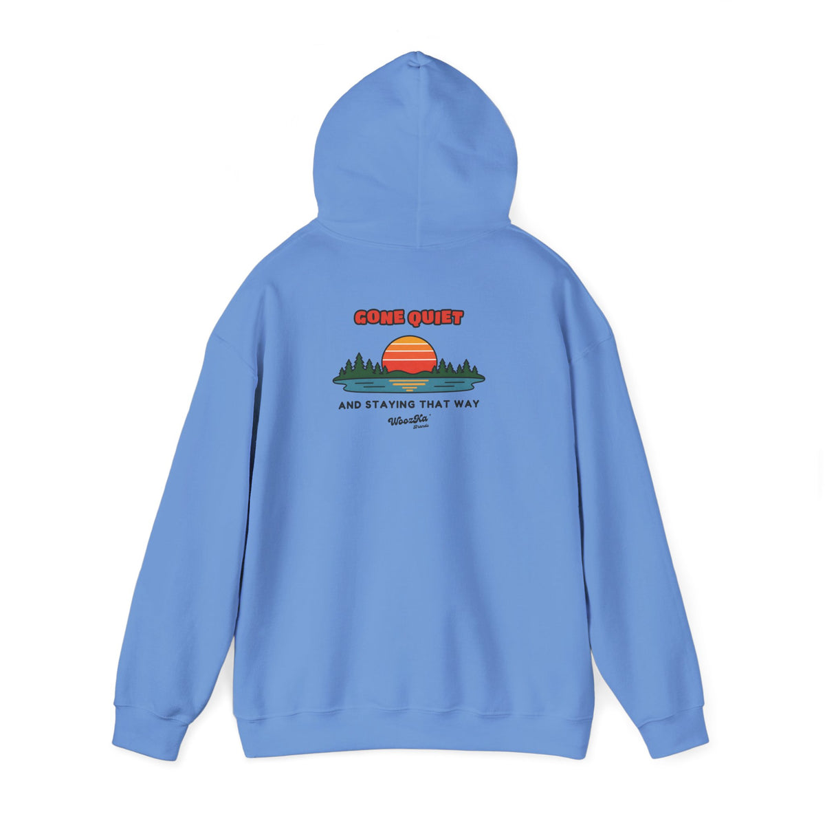 WoozKa Brands Retro Sunset Lake Hoodie, Nature Outdoors Pine Back Print