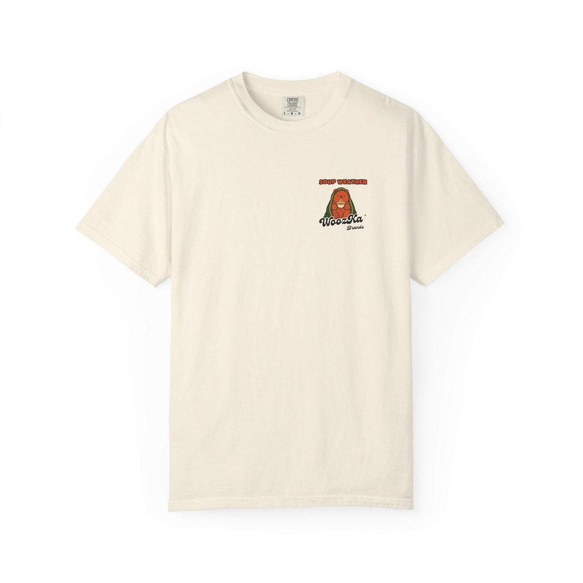 WoozKa Brands Soup Weather Bear Garment-Dyed T-Shirt, Two-Sided Graphic