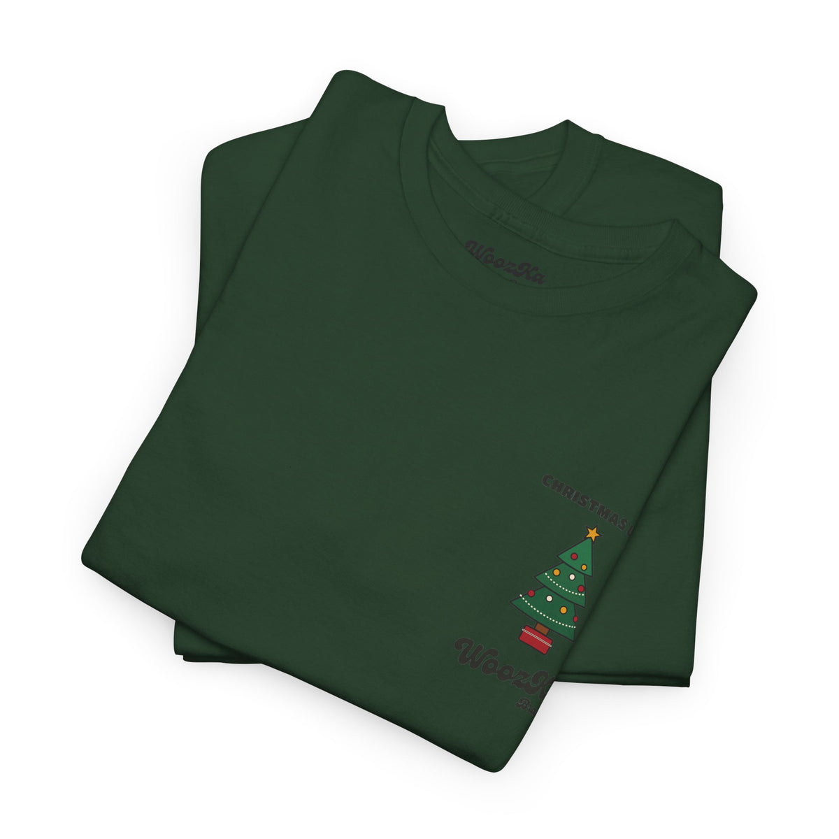WoozKa Brands Cute Christmas Tree T-Shirt, Holiday List Back Print