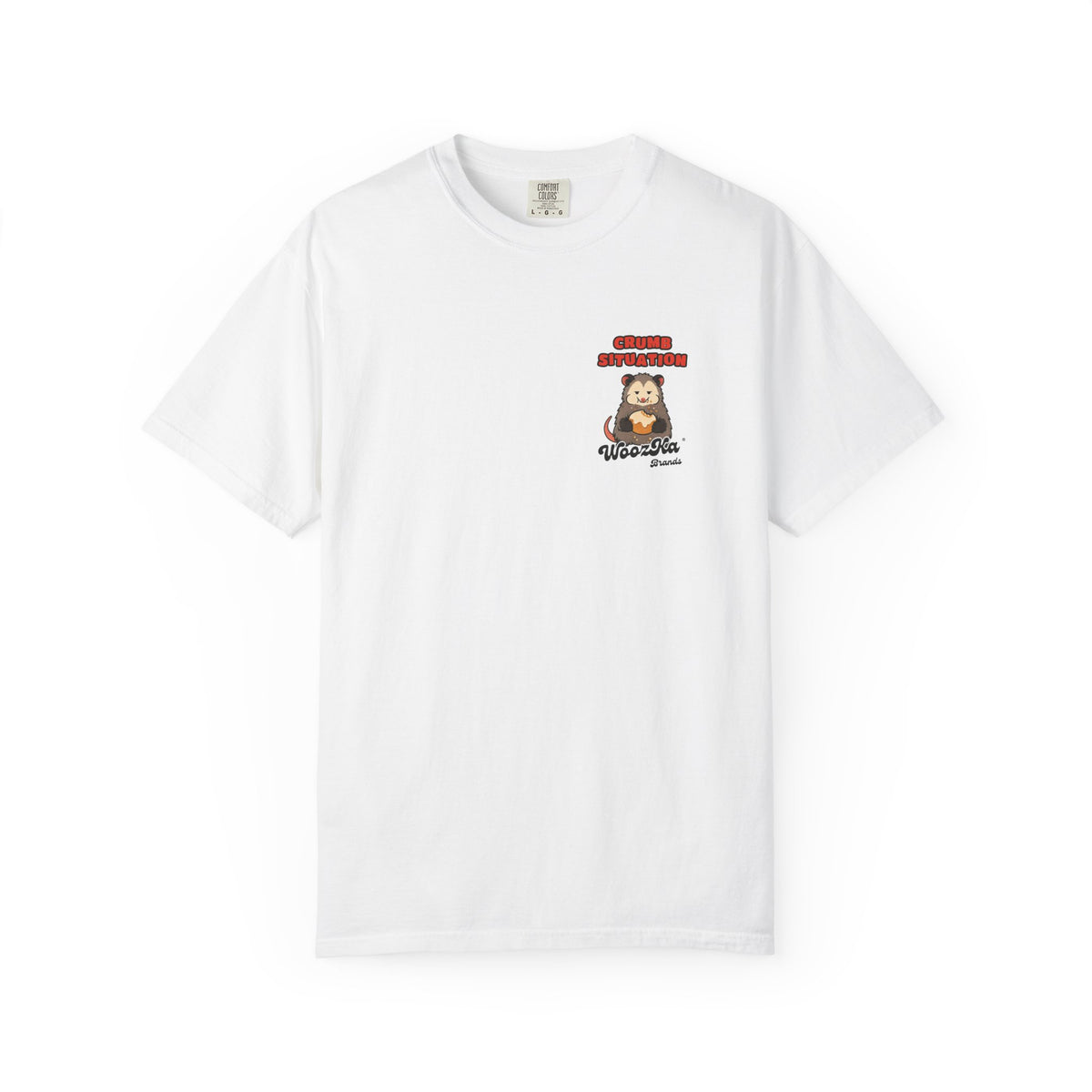 WoozKa Brands Crumb Situation Opossum Garment-Dyed T-Shirt, Two-Sided