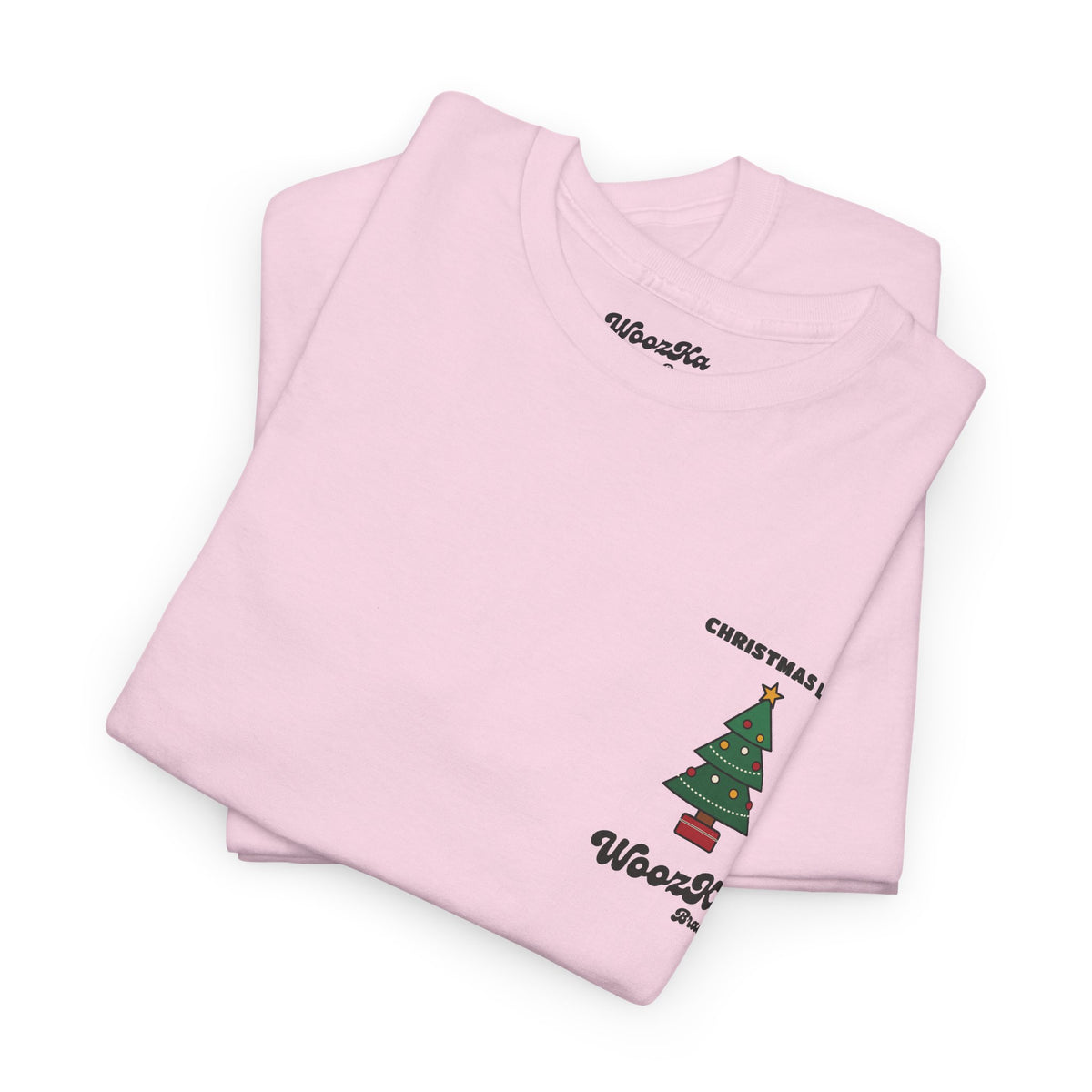 WoozKa Brands Cute Christmas Tree T-Shirt, Holiday List Back Print