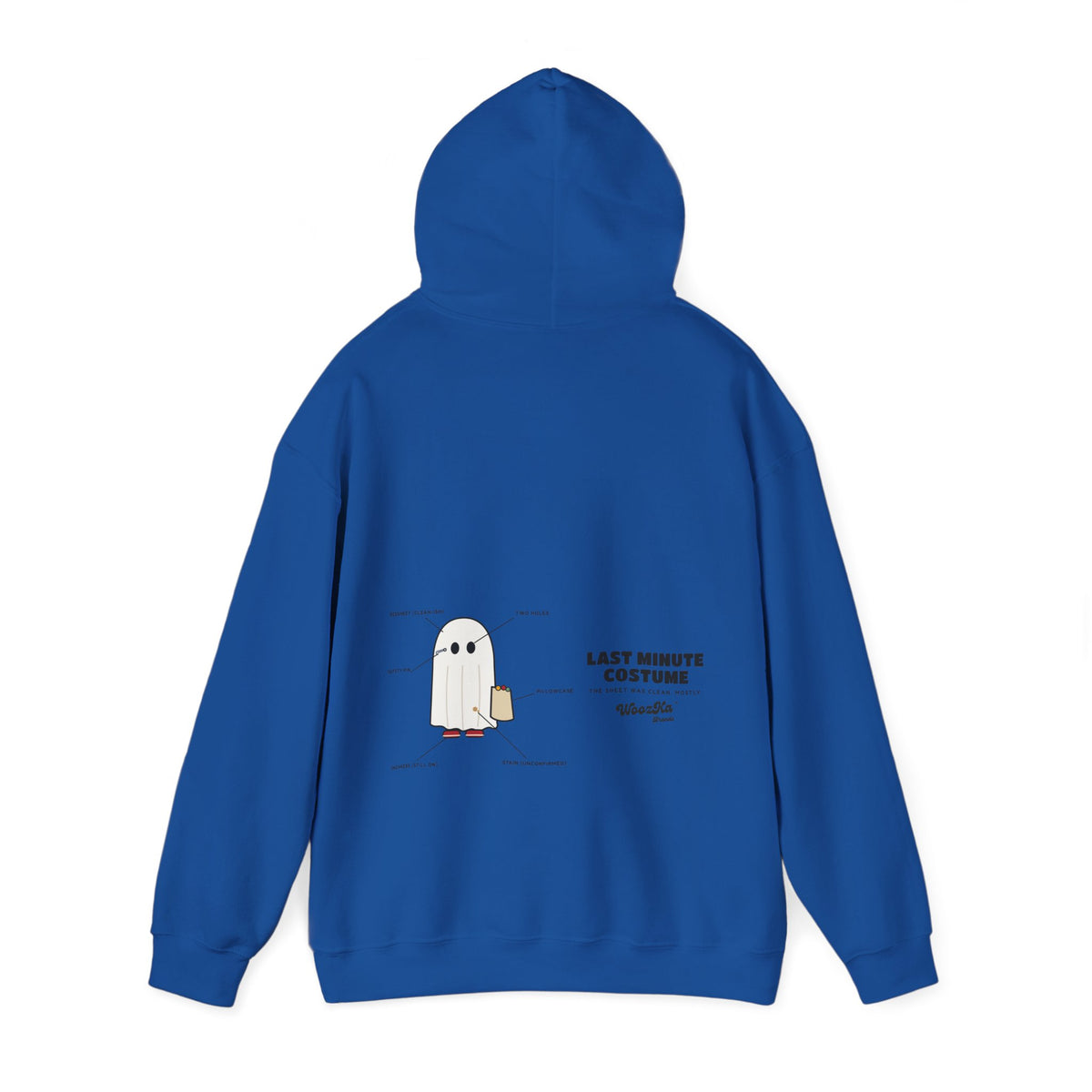 WoozKa Brands Lazy Halloween Costume Hoodie, Funny Ghost Wide Back Print